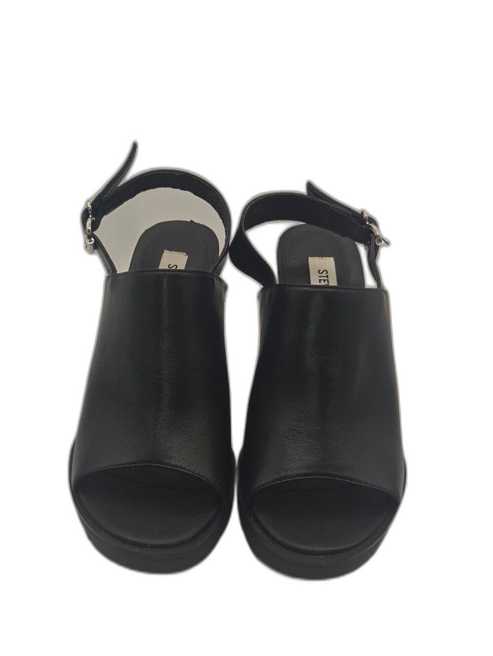 Steve Madden Minal Black Peep-Toe Platform Slingback Clog Size 7.5M